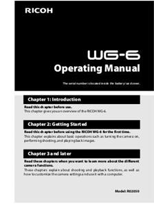 Ricoh WG 6 manual. Camera Instructions.